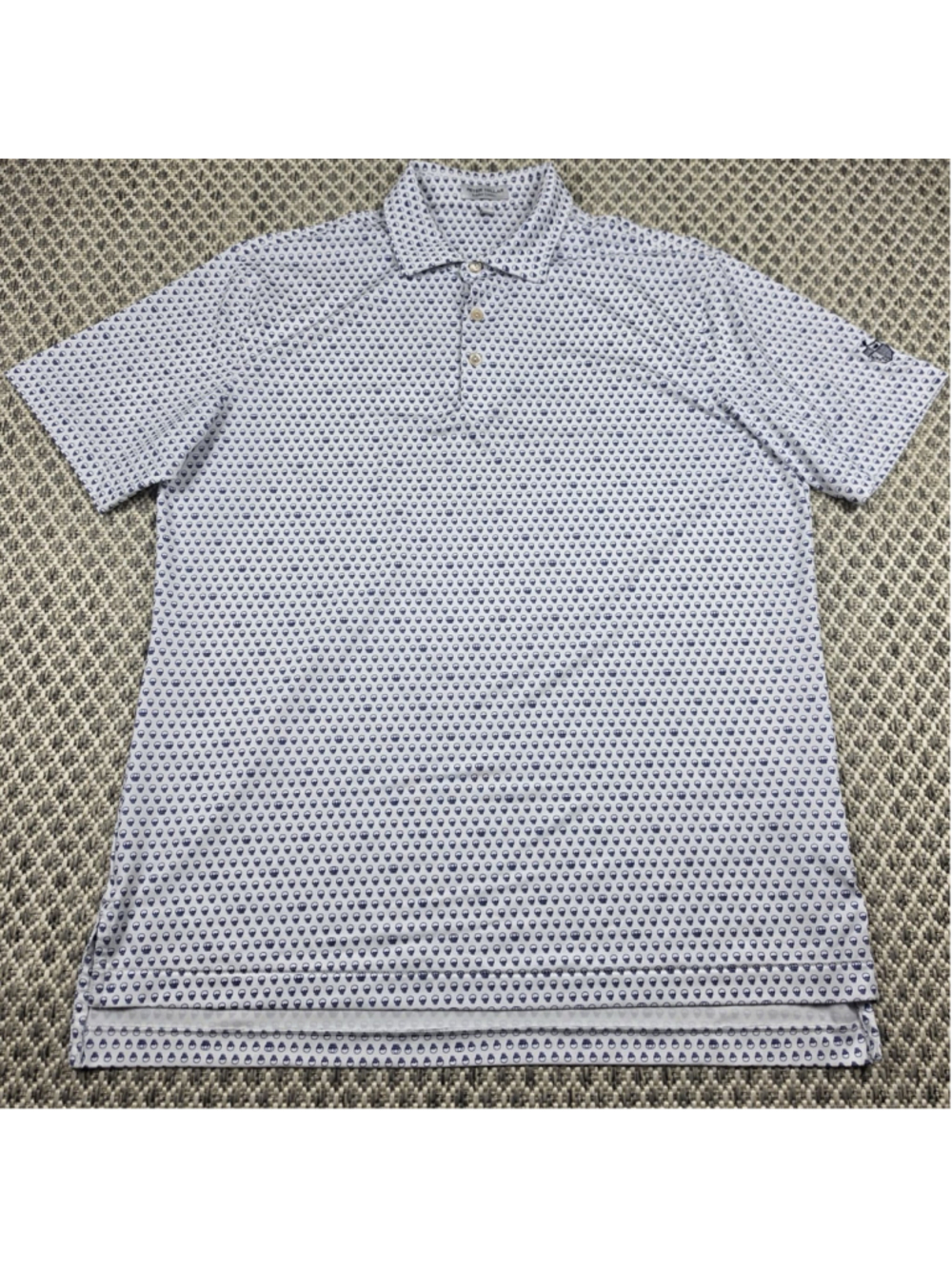 Peter Millar Summer Comfort Skull Print Golf Polo Fairmount CC Mens Medium - Picture 2 of 8